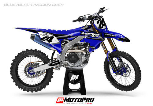 MotoPro Graphics Custom Yamaha Dirt Bike 4Twelve Series Graphics - Blue Black & Medium Grey